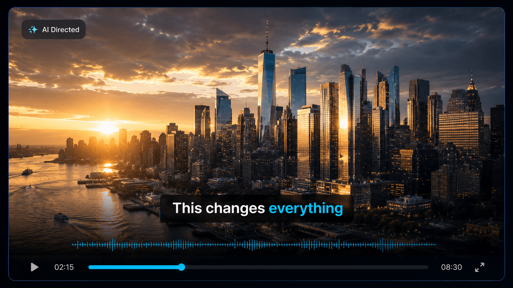 16:9 long-form captioned video showing readable timed captions on a landscape video